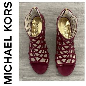 Michael Kors caged burgundy heels Size 8